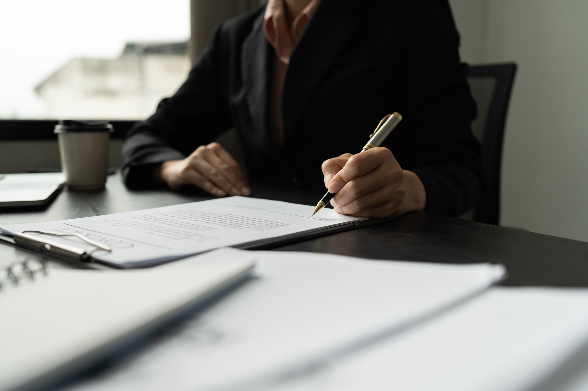 Signing contract, Closeup businessman signing business contract document. business agreement and